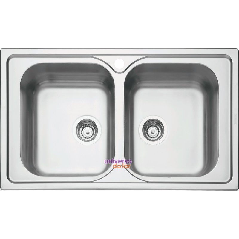 Cuba de Sobrepor Marea 2 Cuba com Acabamento Acetinado 86 x 50 cm com Válvula - Aço Inox