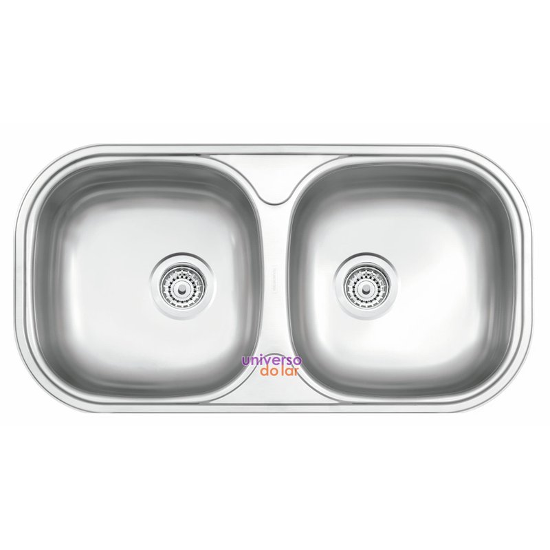 Cuba de embutir/sobrepor Isis 2C 34 BS em Aço Inox Acetinado 78x40 cm - Aço Inox