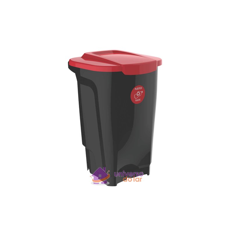 Lixeira T-Force Empresarial Preta com Detalhe Vermelho 100 L
