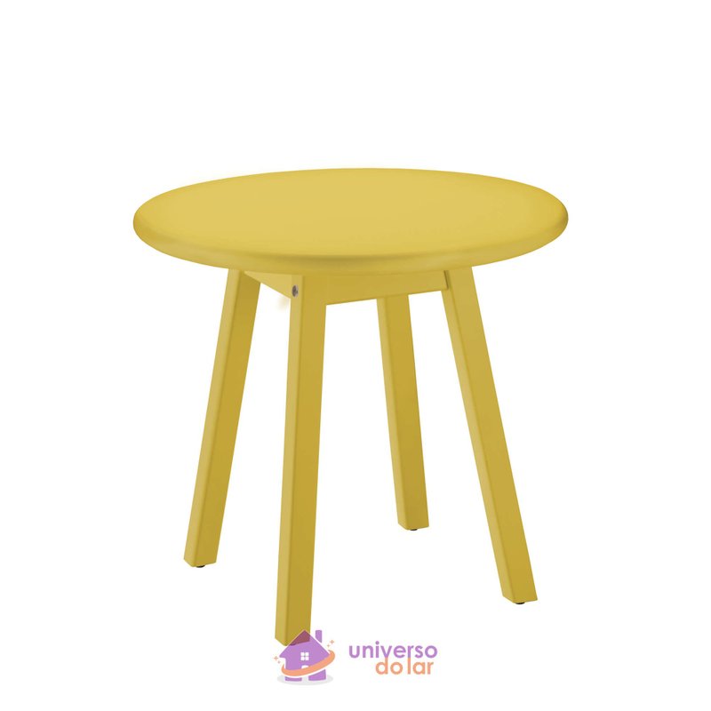 Mesa Lateral Modelo G Cor Amarela com Tampo Redondo
