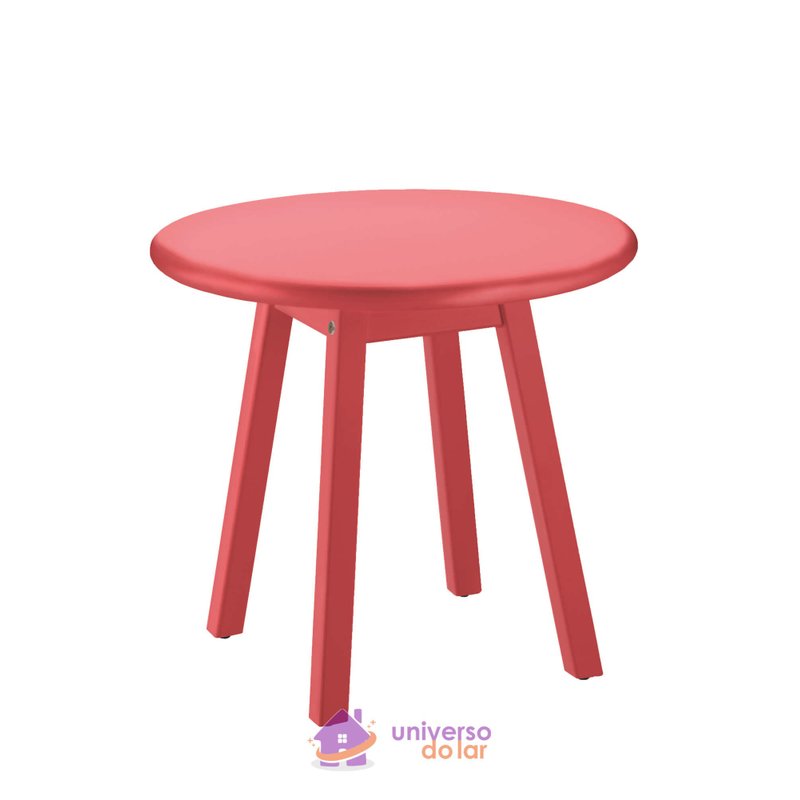 Mesa Lateral Modelo P Cor Vermelha com Tampo Redondo