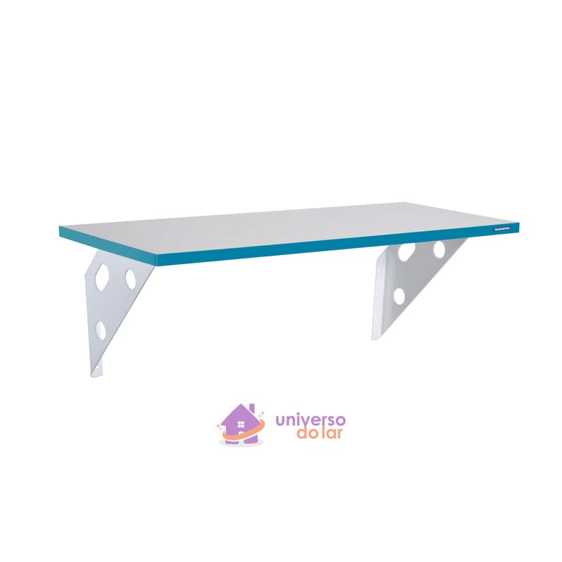 Prateleira Color Branca 60cm x 25cm com Suporte Metálico