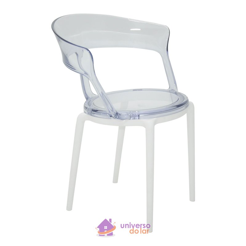 Poltrona Luna Transparente em Policarbonato com Base Branca