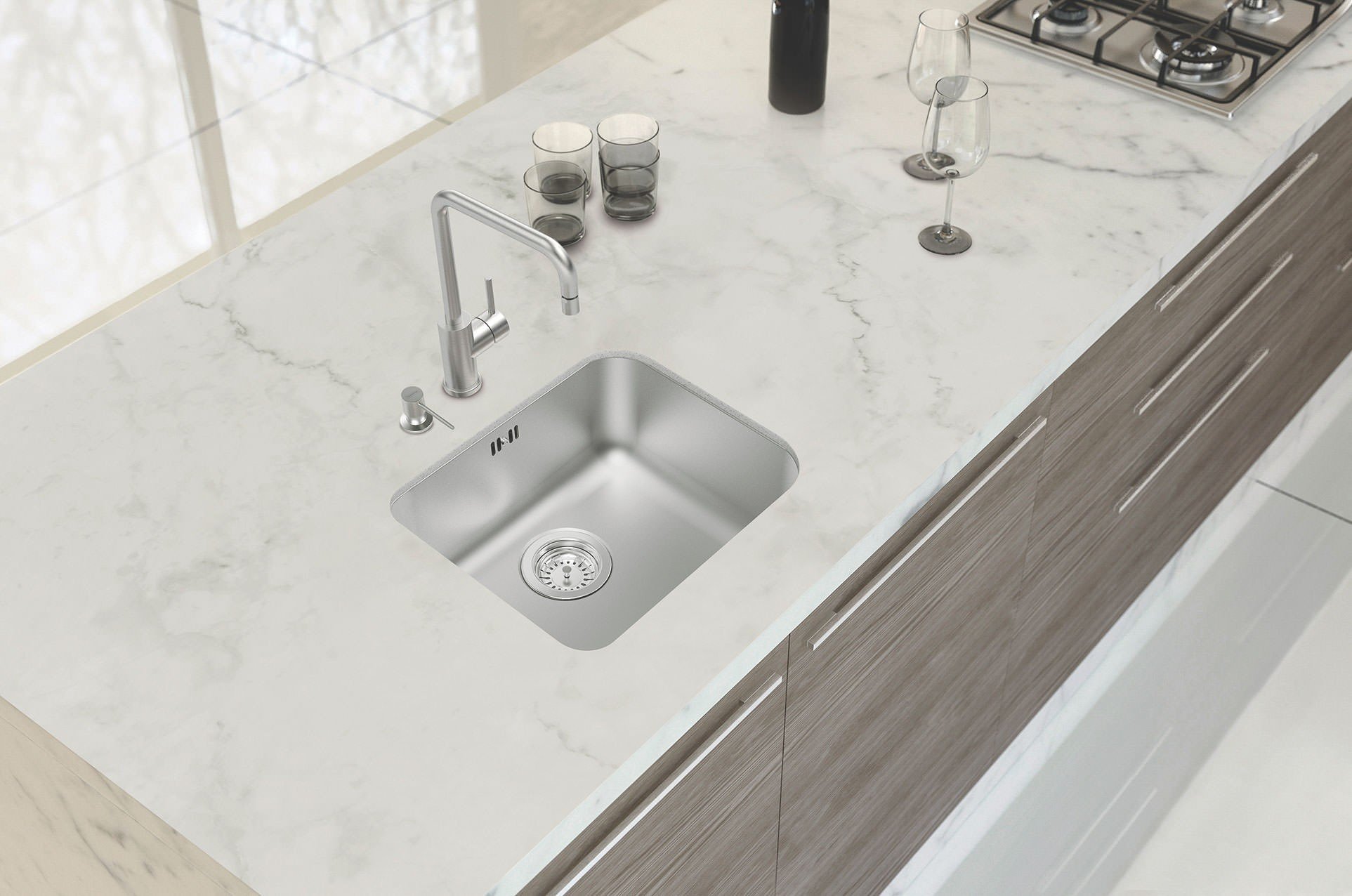 Cuba de Embutir Dora 40 BL R6 em Aço Inox Acetinado com Válvula 4 1/2'' 40x34 cm