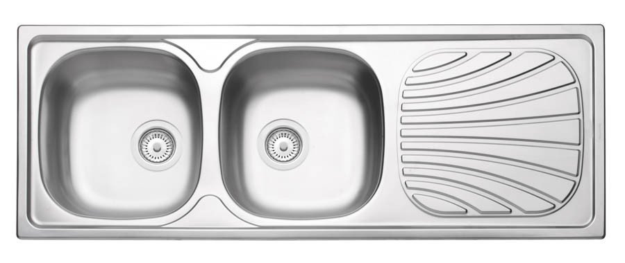 Cuba de Sobrepor Polaris 2C 34 R Aço Inox com Acabamento Pré-Polido 123x43 cm com 2 Cubas