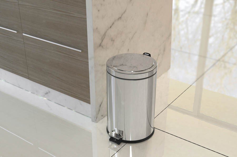 Lixeira Inox com Pedal Brasil com Acabamento Polido e Balde Interno Removível 20 L