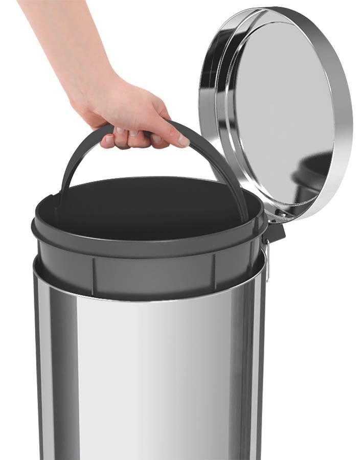 Lixeira Inox com Pedal Brasil com Acabamento Polido e Balde Interno Removível 20 L