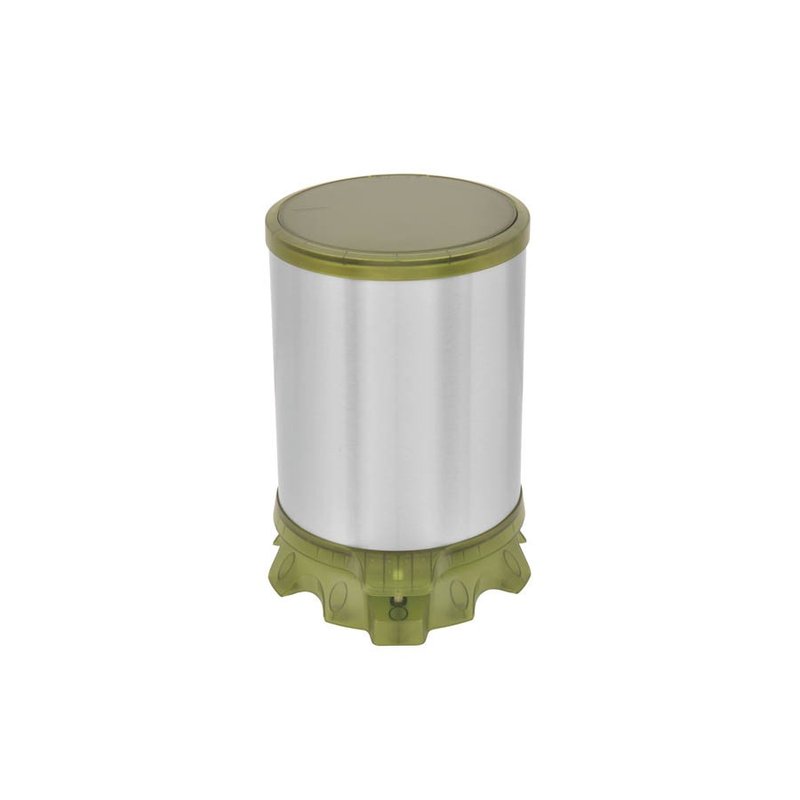 Lixeira Inox Sofie Corpo Inox Acabamento Scotch Brite Detalhes em Plástico Verde Pedal 5L
