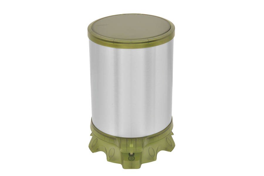 Lixeira Inox Sofie Corpo Inox Acabamento Scotch Brite Detalhes em Plástico Verde Pedal 5L