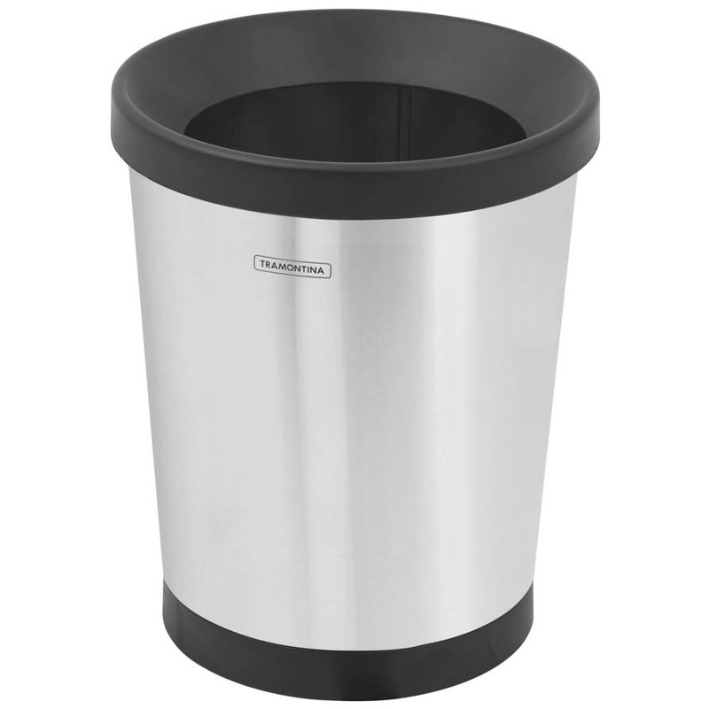 Cesto para Papel Konika Aço Inox Scotch Brite Base e Aro em Polipropileno 12 L