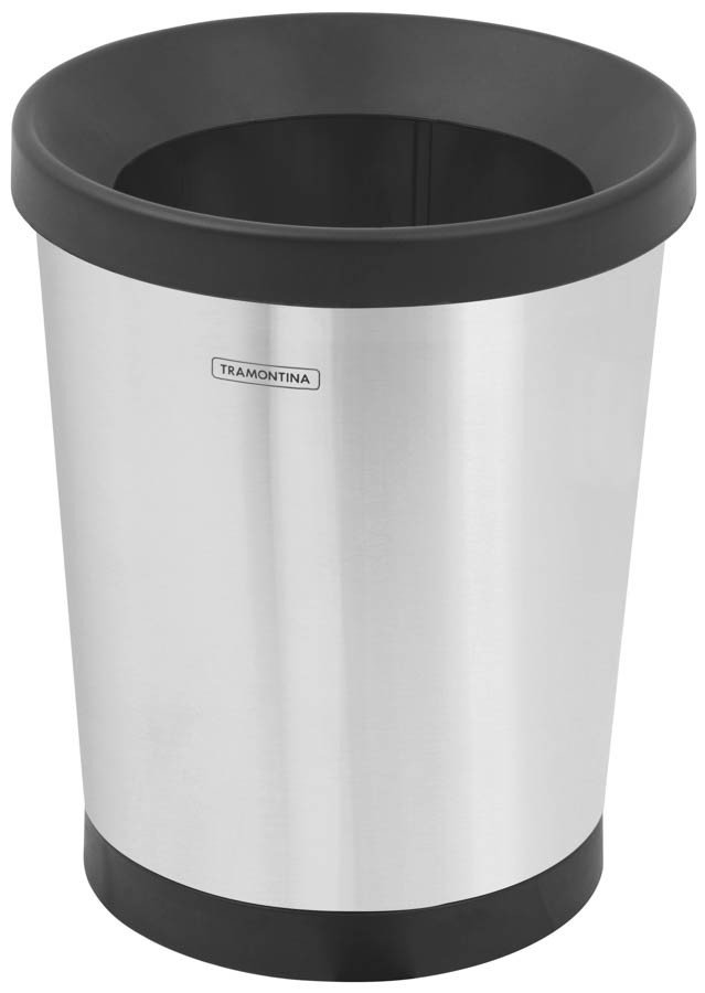 Cesto para Papel Konika Aço Inox Scotch Brite Base e Aro em Polipropileno 12 L