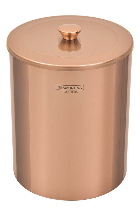 Lixeira Útil em Aço Inox Polido com revestimento epecial a base de verniz Rose Gold 5 L