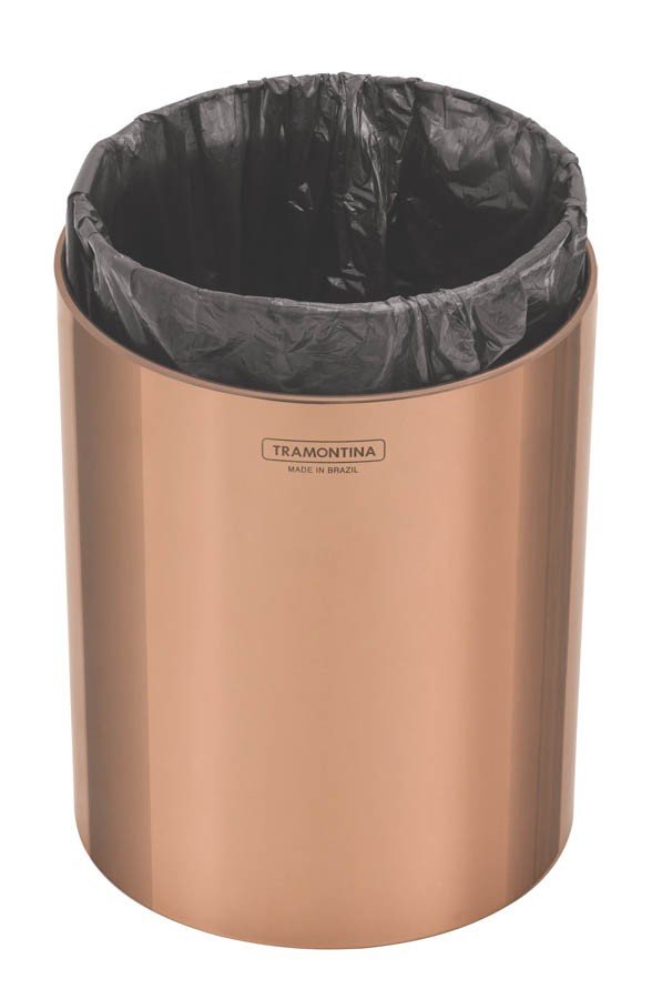 Lixeira Útil em Aço Inox Polido com revestimento epecial a base de verniz Rose Gold 5 L