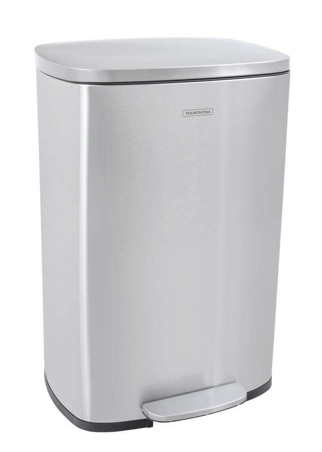 Lixeira Inox com Pedal Tipo D New Acabamento Scotch Brite e Balde Interno Removível 50 L