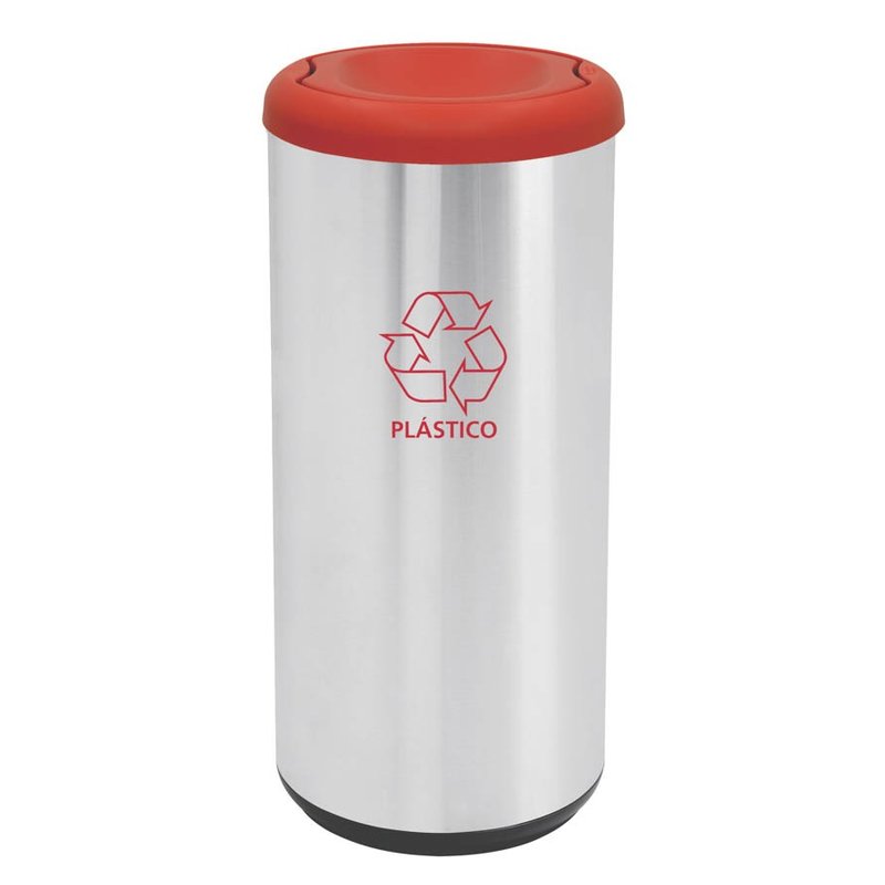 Lixeira Inox Cápsula Selecta Plus Basculante Scotch Brite Vermelha em Polipropileno 40 L