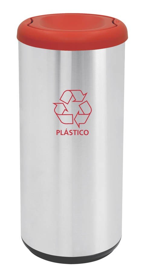Lixeira Inox Cápsula Selecta Plus Basculante Scotch Brite Vermelha em Polipropileno 40 L