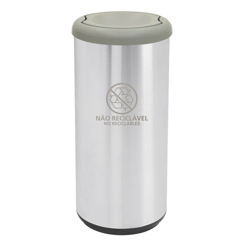 Lixeira Inox Cápsula Selecta Plus Basculante Scotch Brite Cinza em Polipropileno 40 L