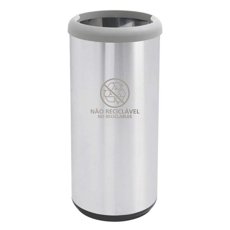 Lixeira Inox Cápsula Selecta Plus Scotch Brite e Aro e Base Cinza em Polipropileno 40 L