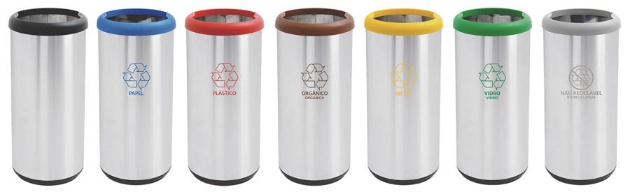 Lixeira Inox Cápsula Selecta Plus Scotch Brite e Aro e Base Cinza em Polipropileno 40 L
