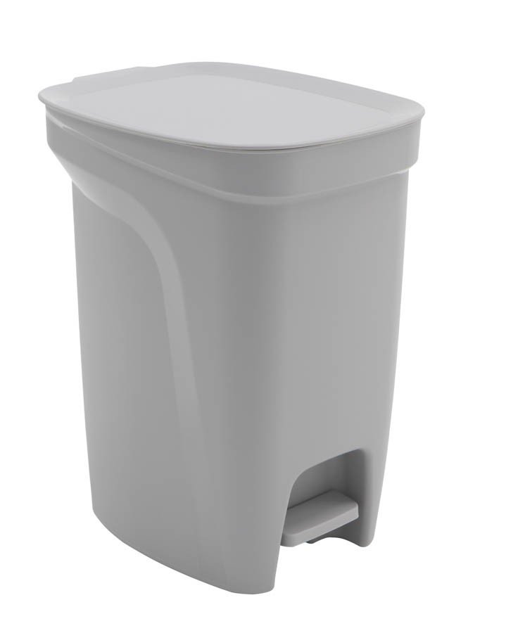 Lixeira Basic Compact em Polipropileno Cinza com Haste em Aço Galvanizado 10 L