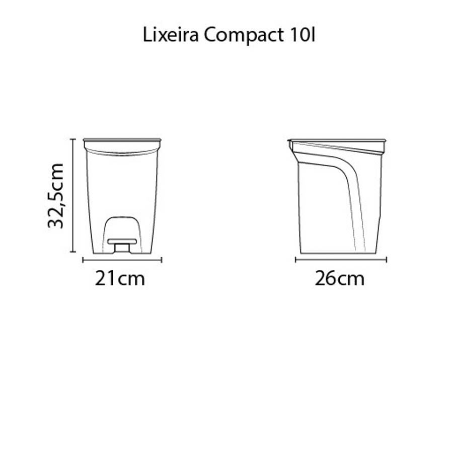 Lixeira Basic Compact em Polipropileno Cinza com Haste em Aço Galvanizado 10 L
