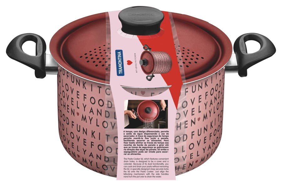 makaron♡ Espagueteira My Lovely Kitchen Alumínio Rosa Antiaderente Starflon