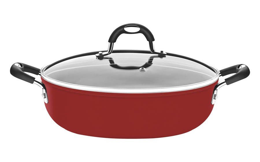 Arrozeira Mônaco Induction Alumínio Antiaderente Starflon Vermelho 28 cm 4,2 L