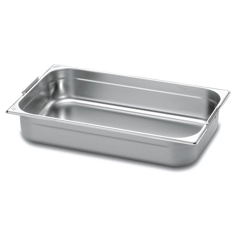 Cuba Gastronômica 2/1 em Aço Inox com Alças Móveis Profundidade 100 mm - Aço 304