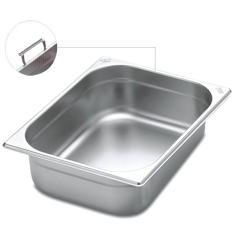 Cuba Gastronômica 1/2 em Aço Inox com Alças Móveis Profundidade 150 mm - Aço 304