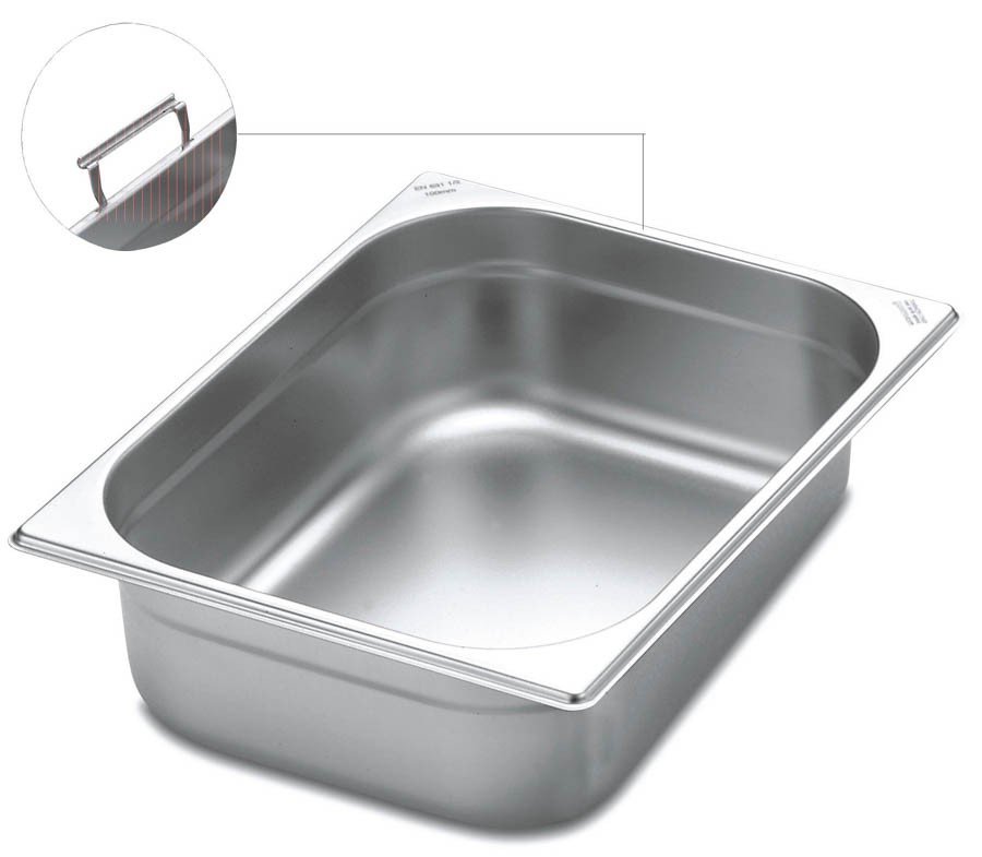 Cuba Gastronômica 1/2 em Aço Inox com Alças Móveis Profundidade 150 mm - Aço 304 -
