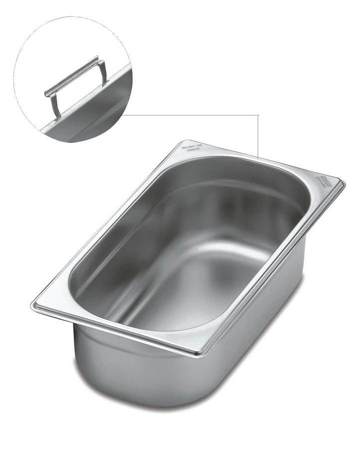 Cuba Gastronômica 1/3 em Aço Inox com Alças Móveis Profundidade 200 mm - Aço 304 -
