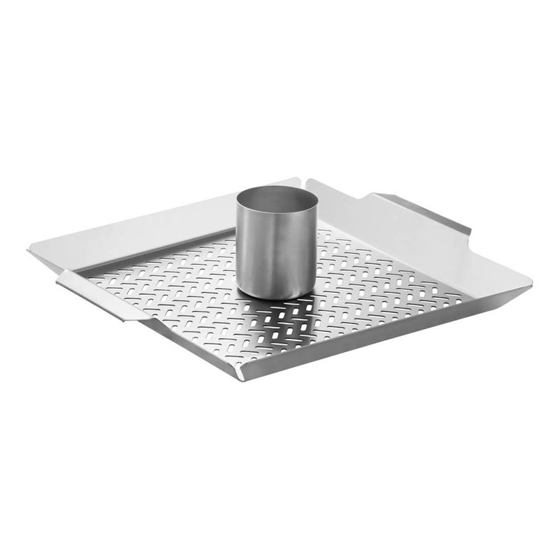 Grelha Cosmos para Frango em Aço Inox com Recipiente para Temperos 38 x 32 cm