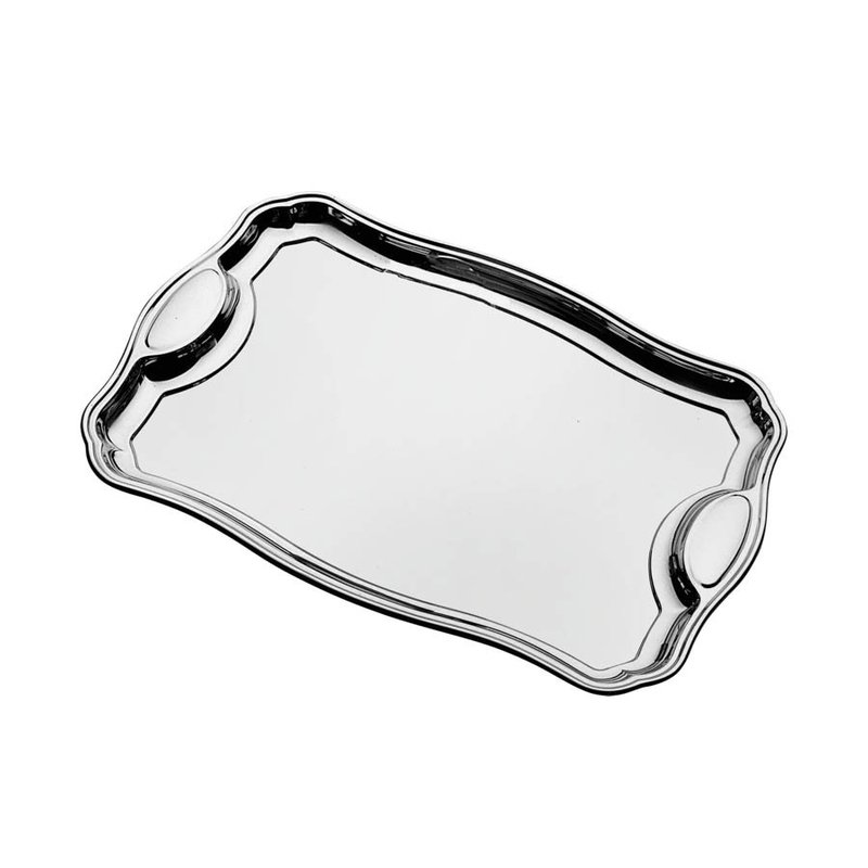 Bandeja Classic Retangular em Aço Inox com Alças 42 x 29 cm