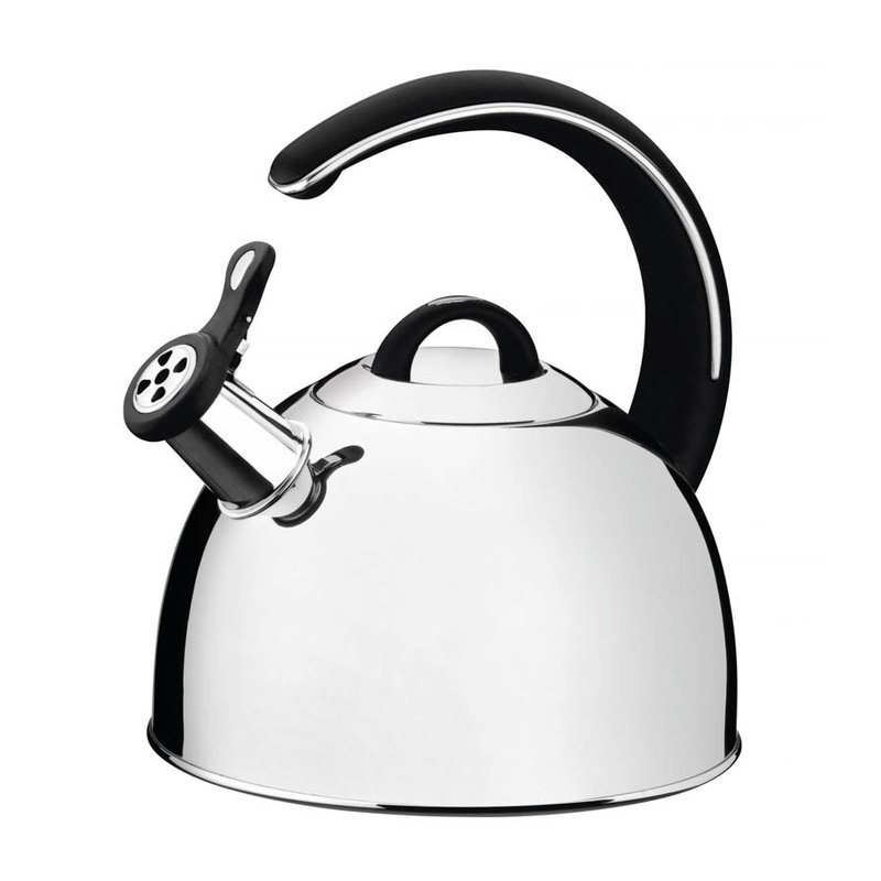 Chaleira com Apito em Aço Inox Fundo Triplo Cabo Preto 3,3 L