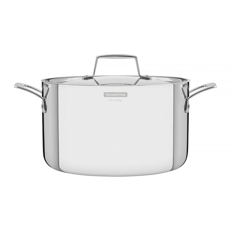 Caçarola Grano Funda em Aço Inox Corpo Triplo com Tampa e Alças 24 cm 5,8 L