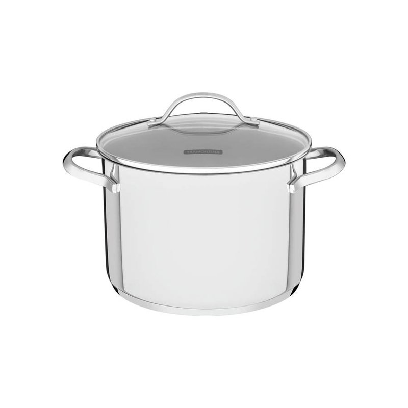 Caldeirão Una em Aço Inox com Fundo Triplo e Tampa de Vidro 20 cm 4,6 L