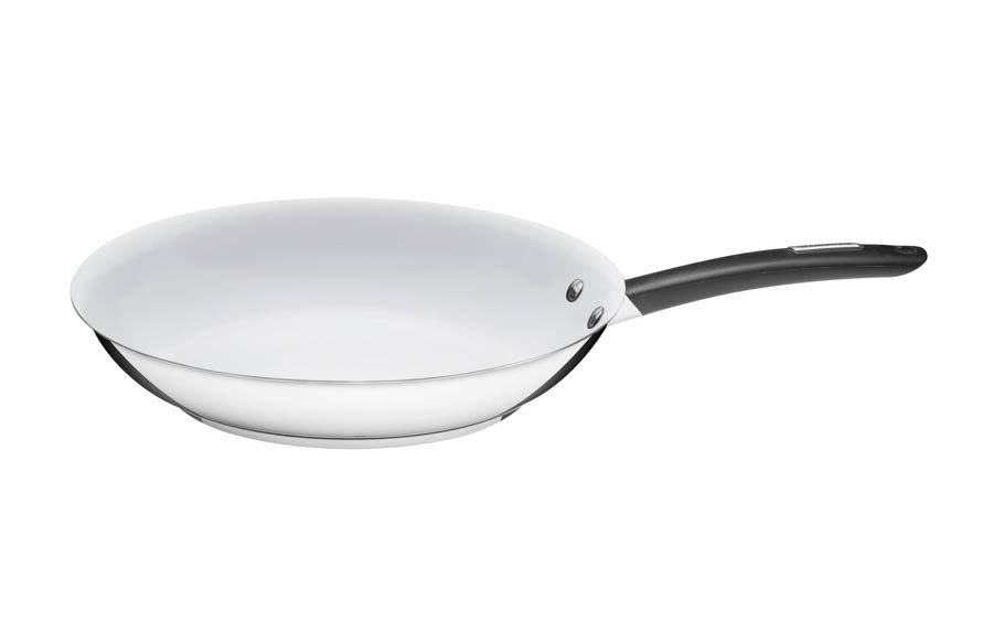 Frigideira Funda Inox Fundo Triplo Cerâmica Branca com Cabo de Silicone 26 cm 2,4 L