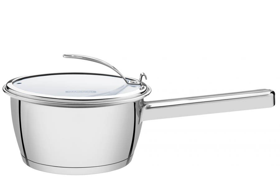 Panela Ventura em Aço Inox com Fundo Triplo e Tampa de Vidro 20 cm 2,7 L