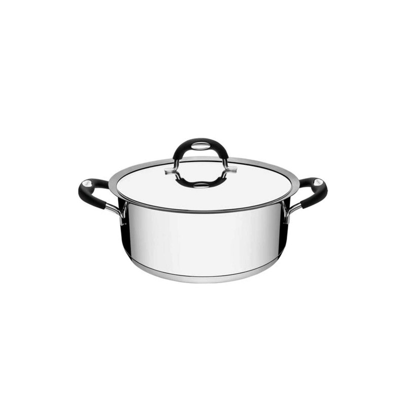 Caçarola Duo Silicone Rasa em Aço Inox Fundo Triplo com Tampa e Alças em Silicone 20 cm 2