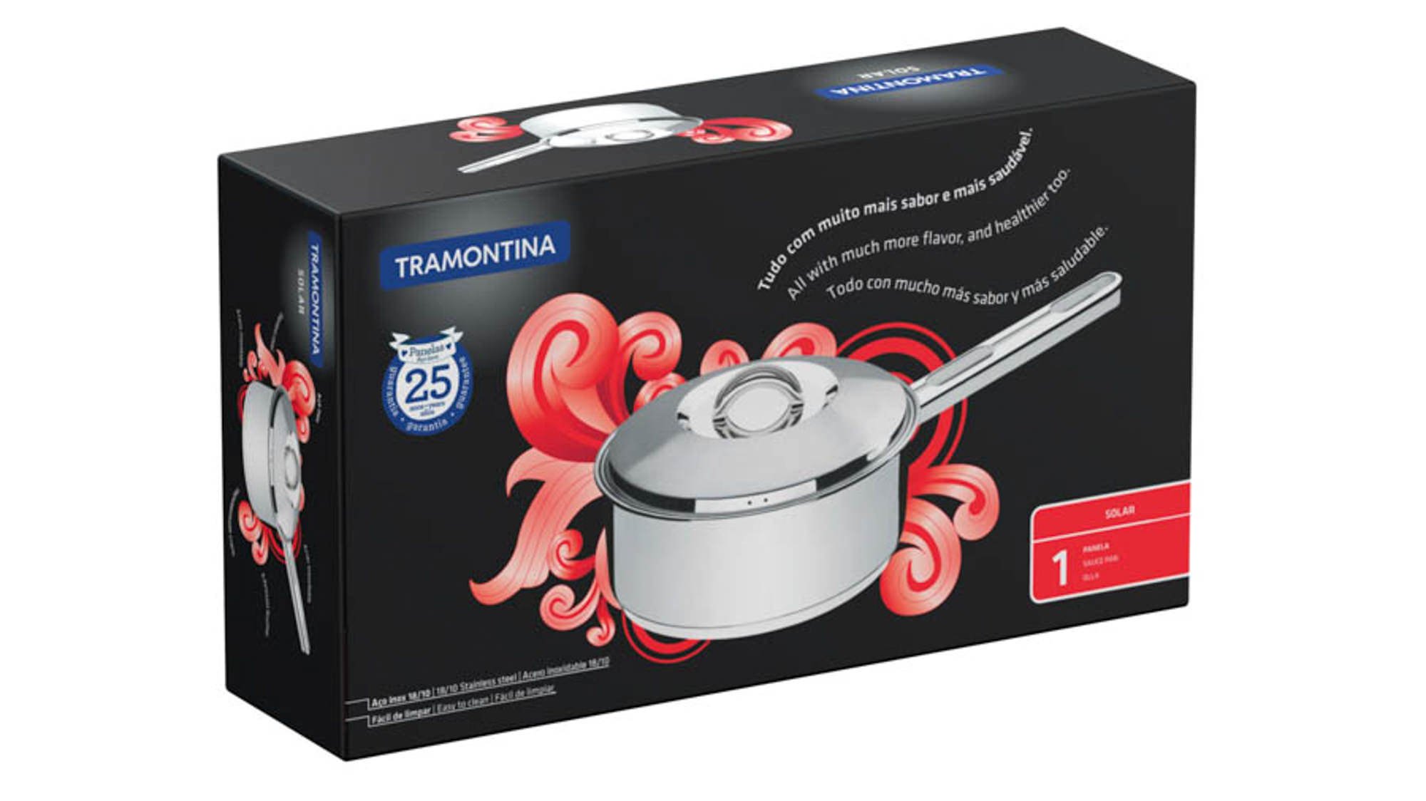 Panela Tramontina Solar Aço Inox Fundo Triplo Tampa Cabo 20cm 2,9L