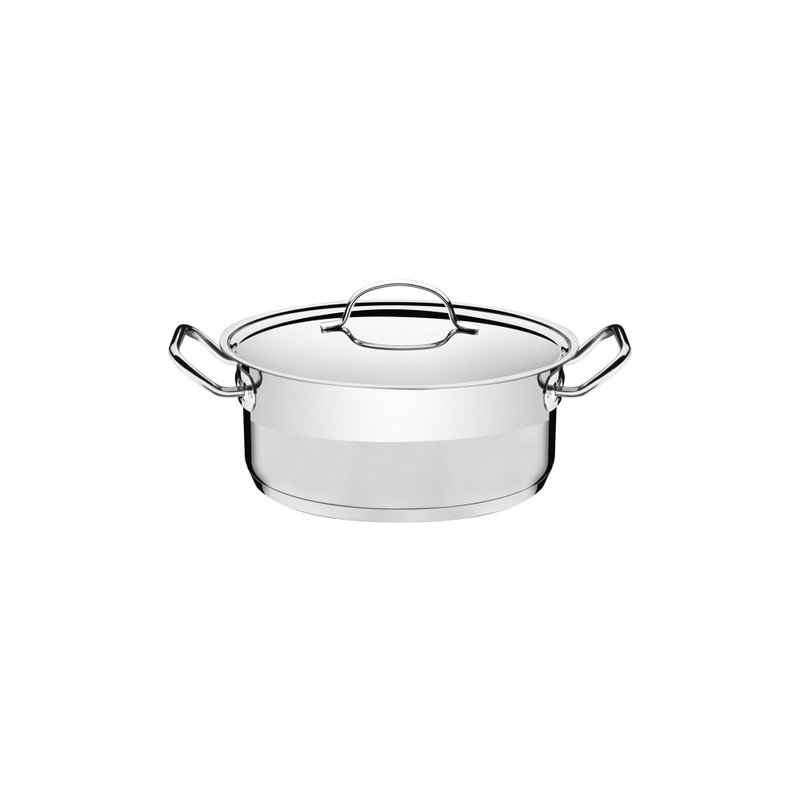 Caçarola Professional Rasa Aço Inox Fundo Triplo Tampa Plana Detalhe Satinado 16cm 1,4L
