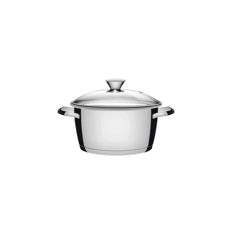 Caçarola Funda Allegra em Aço Inox com Fundo Triplo e Tampa de Vidro 16 cm 1,5 L