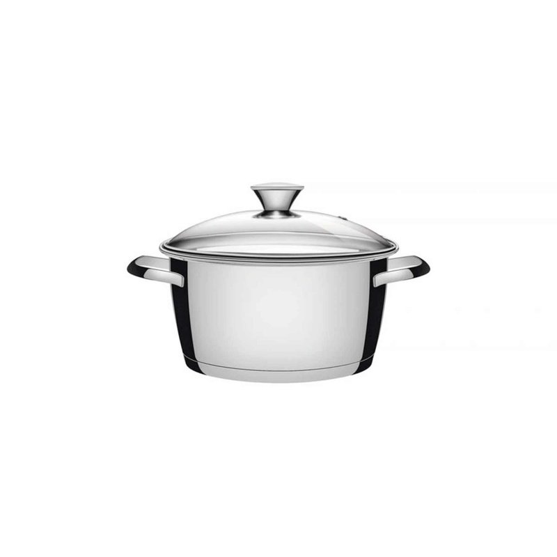 Caçarola Funda Allegra em Aço Inox com Fundo Triplo e Tampa de Vidro 18 cm 2,2 L