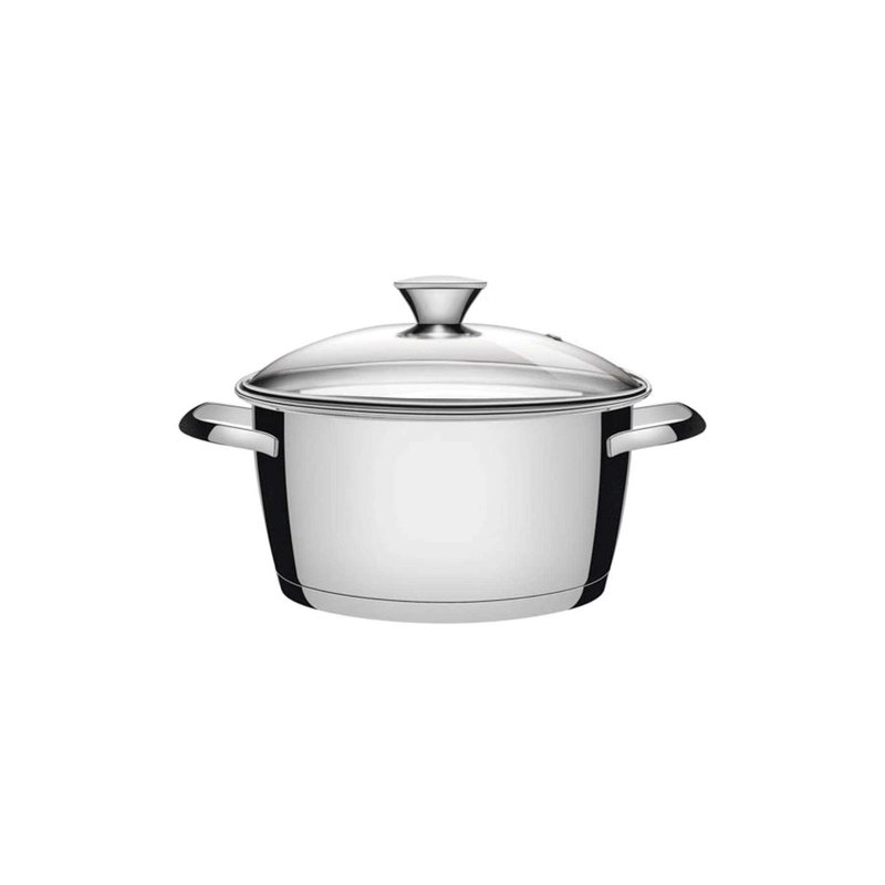 Caçarola Funda Allegra em Aço Inox com Fundo Triplo e Tampa de Vidro 20 cm 3,1 L