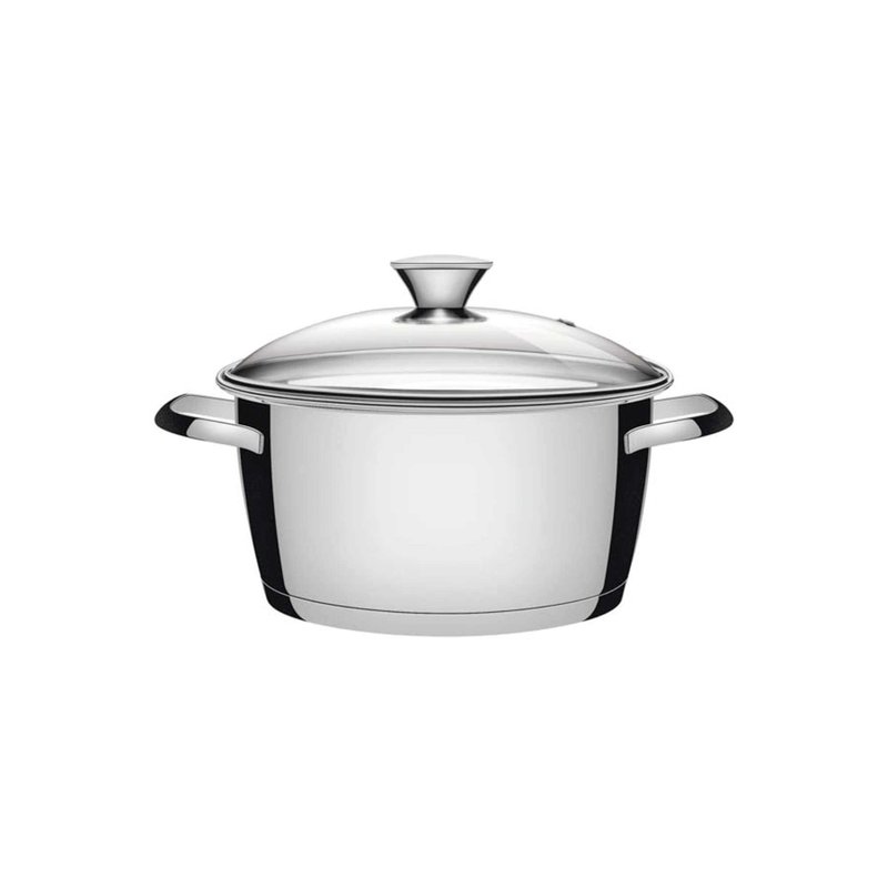 Caçarola Funda Allegra em Aço Inox com Fundo Triplo e Tampa de Vidro 22 cm 4,2 L