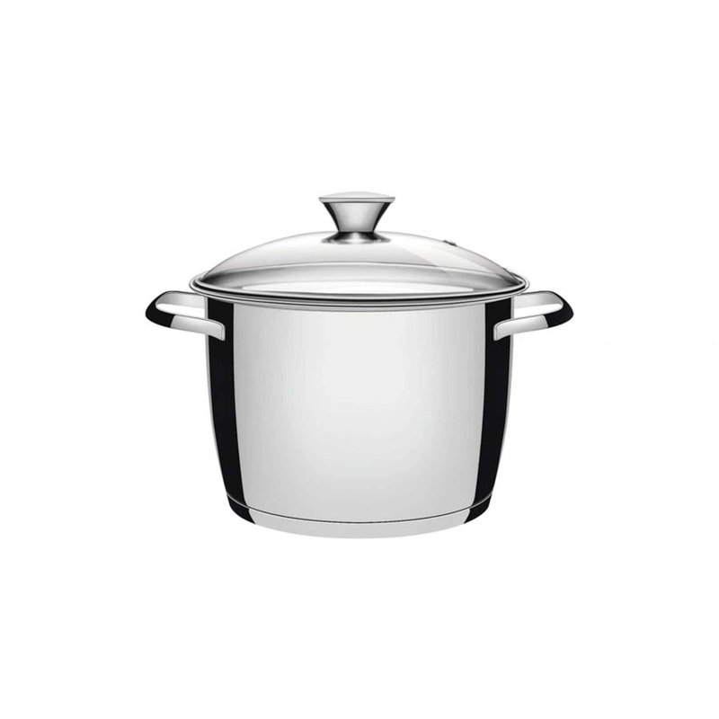 Caldeirão Allegra em Aço Inox com Fundo Triplo e Tampa de Vidro 20 cm 4,4 L