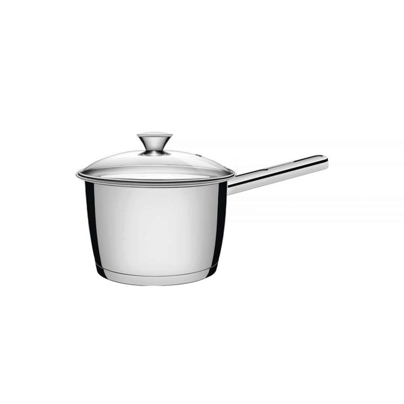 Caldeirão Allegra com Cabo em Aço Inox com Fundo Triplo e Tampa de Vidro 16 cm 2,1 L