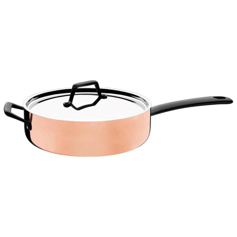 Frigideira Trix Cobre Camada Externa em Cobre Corpo em 3 Camadas com Tampa e Cabo 30cm 5L