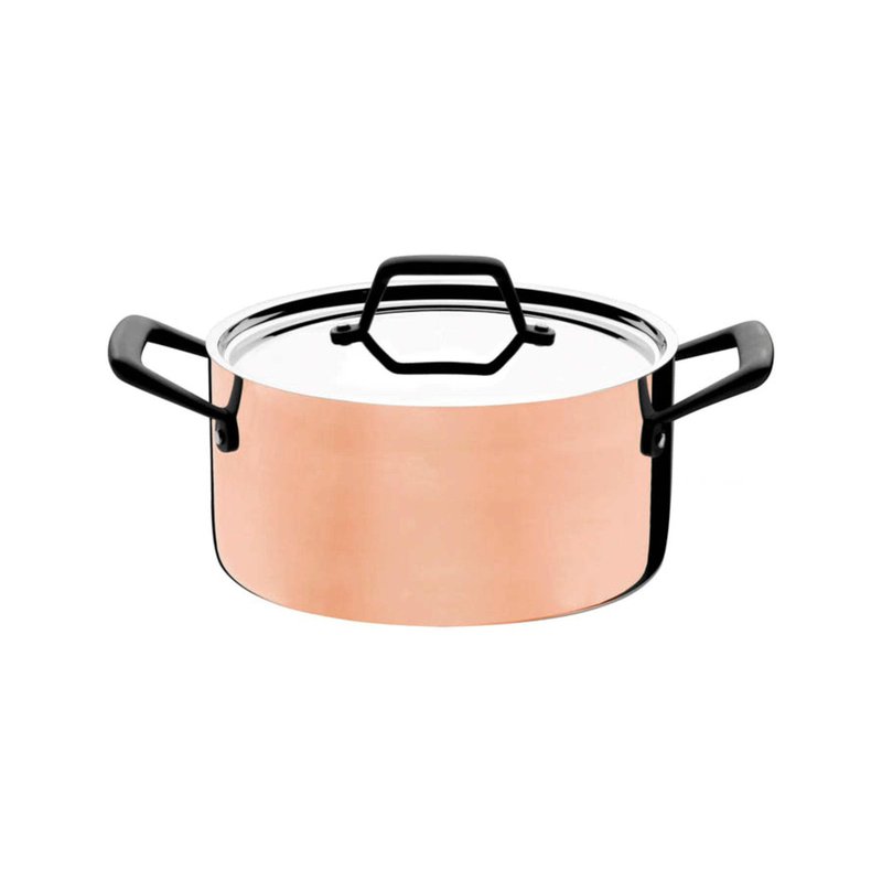 Caçarola Trix Cobre Funda Camada Externa em Cobre Corpo em 3 Camadas com Tampa e Alças 20