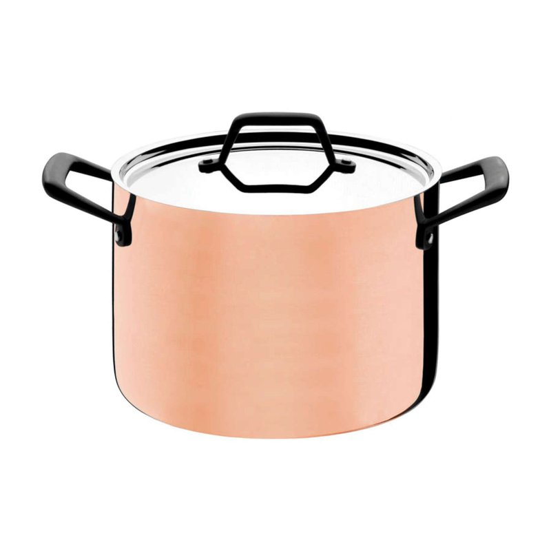 Caldeirão Trix Cobre Camada Externa em Cobre Corpo em 3 Camadas com Tampa e Alças 24 cm 7
